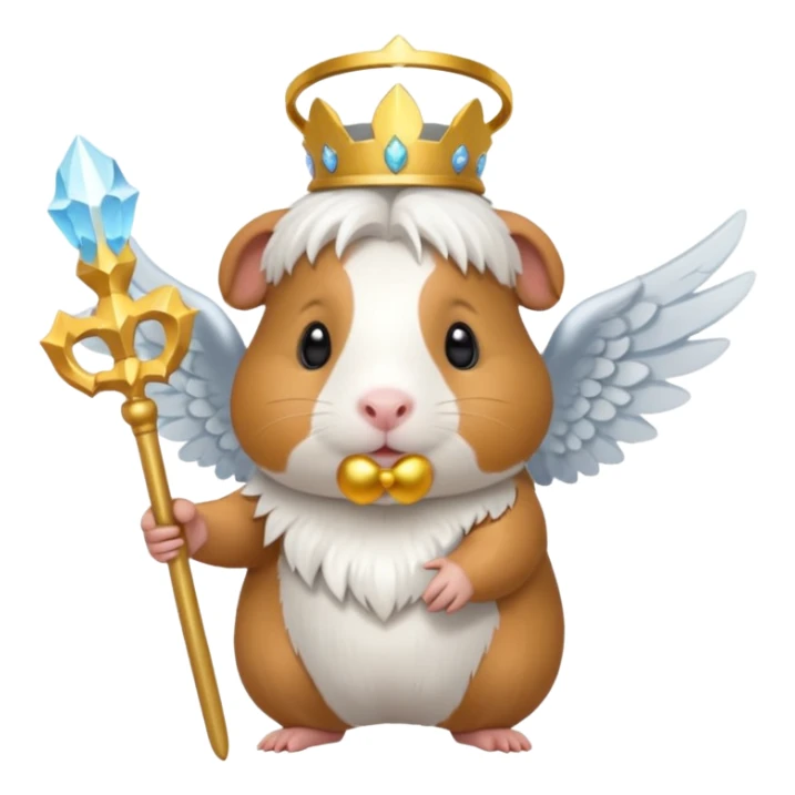 a guinea pig with angel wings and a scepter sticker