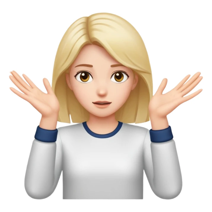 Girl throwing her hands down in front of her palms up sticker