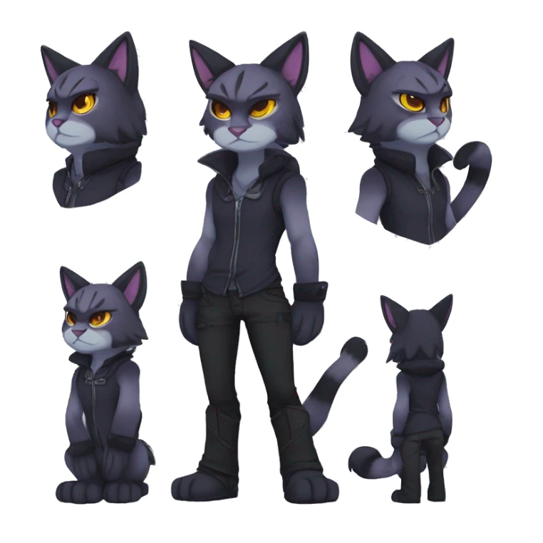 Anthro Dark Edgy Cool Shy Grumpy FurSona Feline Fakemon Full Body sticker