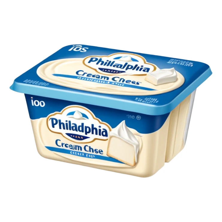 a block of PHILADELPHIA Cream Cheese with the packaging sticker