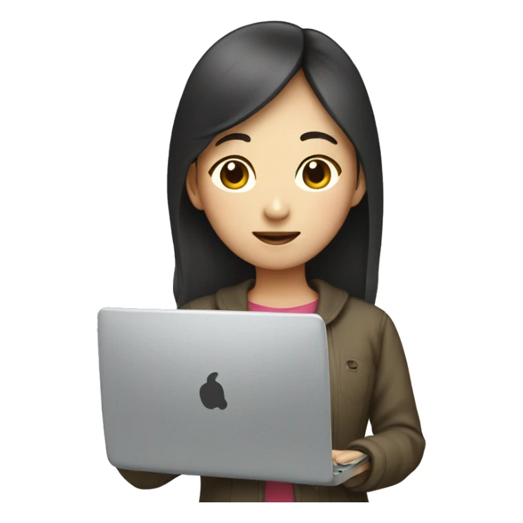 Korean girl with laptop sticker