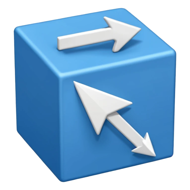 create an emoji with a tilted blue box with a white arrow in it make sure its kinda small 2d sticker