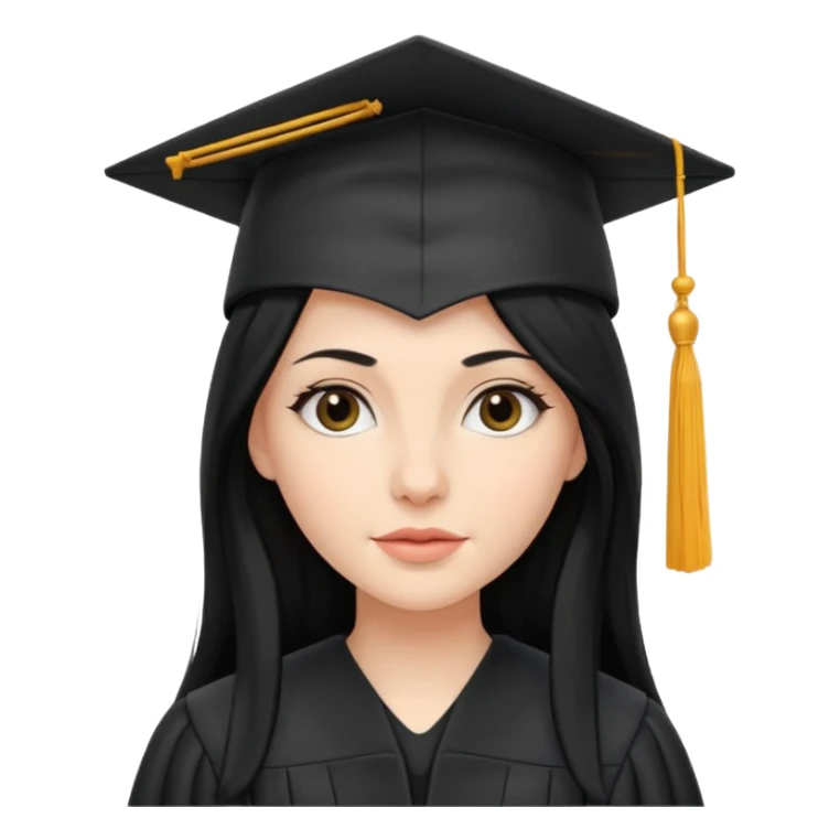 white woman graduate with long black hair sticker