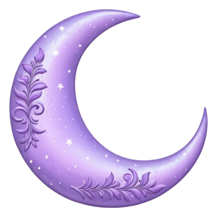An aesthetic shiny glittering pastel purple lavender crescent damask moon sticker