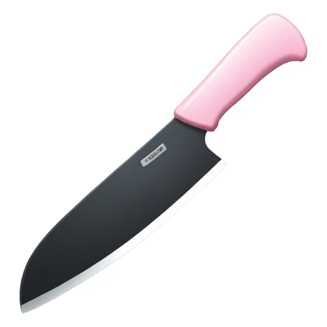 Black butcher knife with cute light pink bow on handle sticker