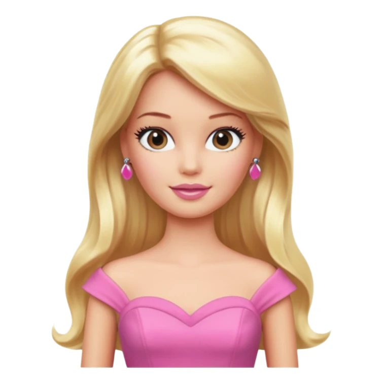 barbie, long blonde hair, pink dress sticker