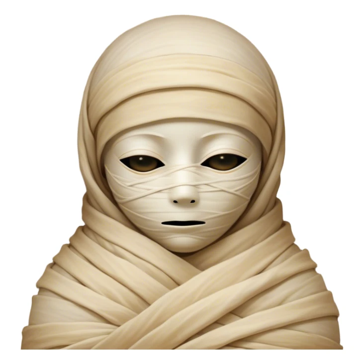 A snug, cozily wrapped mummy, fully encased in soft, slightly loose bandages, even its face gently hidden behind folds with only a tiny glimpse of sleepy eyes, nestled in warm, faded tones with gentle golden accents, simplified yet irresistibly charming, highly detailed with a soft glowing outline capturing the peaceful aura of an ancient being drifting into rest! sticker