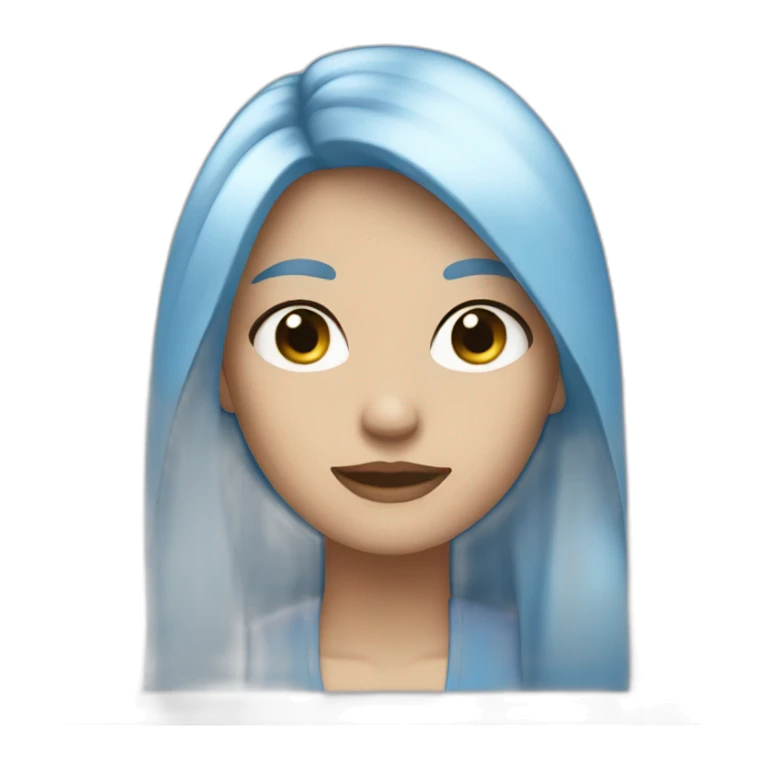 White women with half grey and half blue long hair sticker