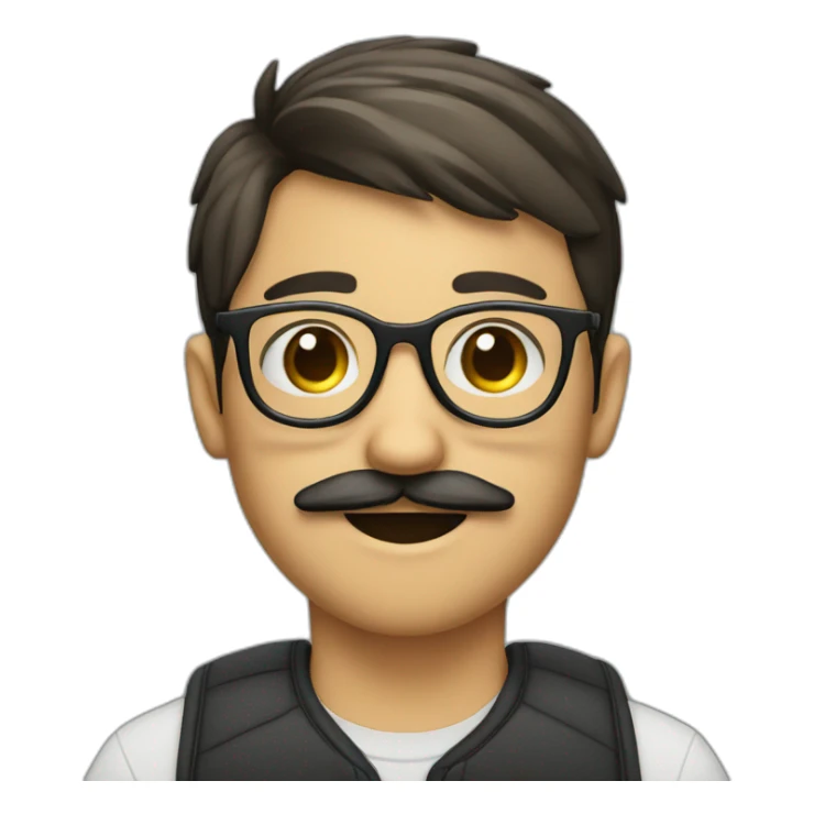 boy with a mustache and beard with a pair of glasses sticker