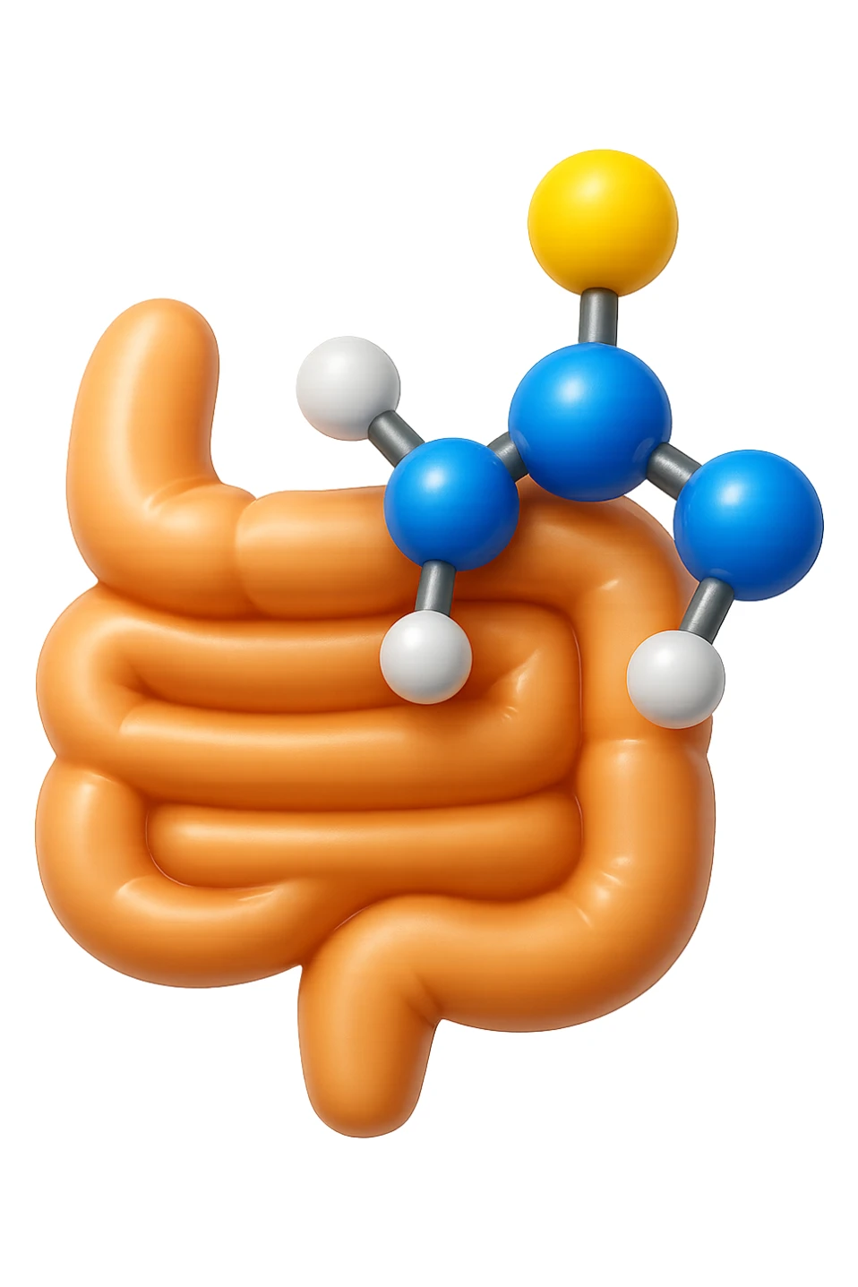 emoji stile iphone in 3d di istamina molecola con intestino, iperrealistico 4k sticker