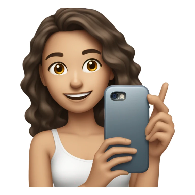 Brunette white girl taking picture with a phone sticker