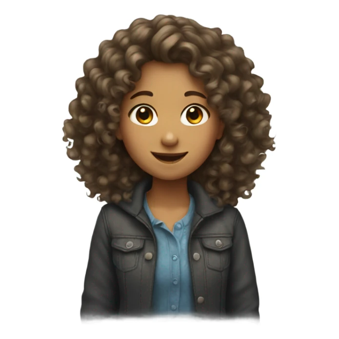 a girl with curly hair happy sticker