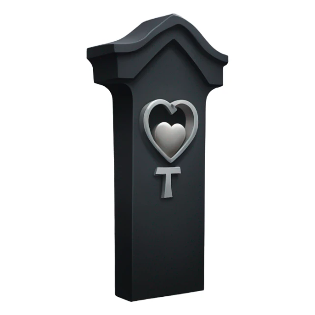 a black grave with the letters RIP on a silver heart sticker