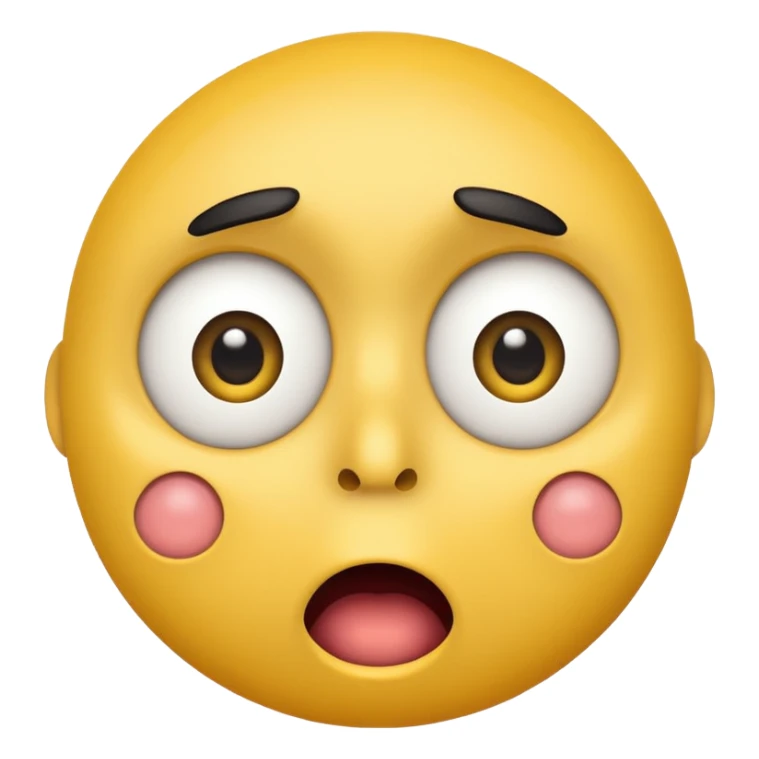 surprised face emoji, yellow face, raised eyebrows, round eyes, mouth in an O shape, no text sticker