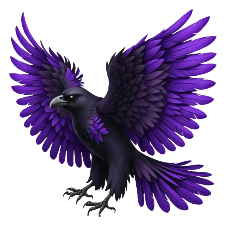 Black  and purple realistic Raven wings, wings only sticker