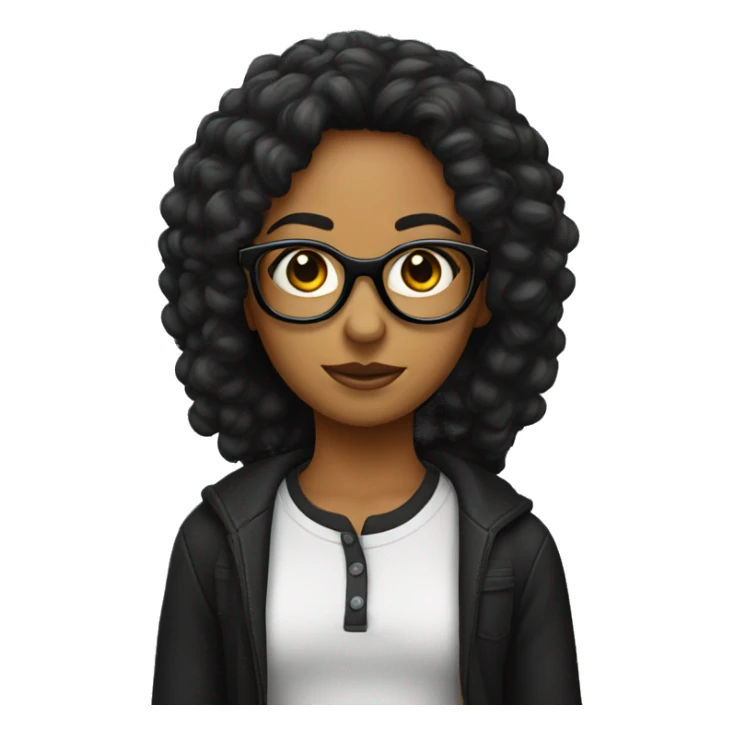 Chica pelo negro lacio con lentes ojos negros sticker