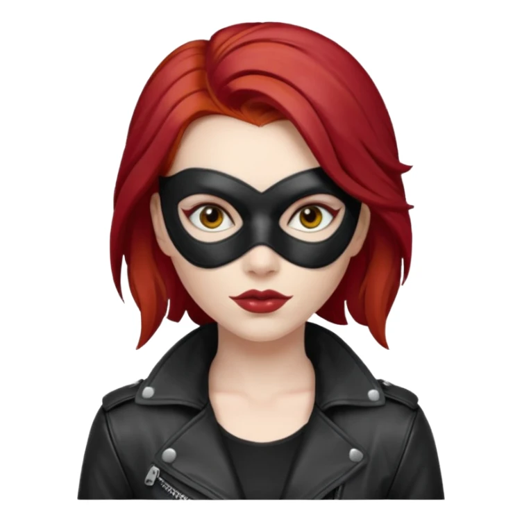 woman thief chic with robber mask and red hair sticker