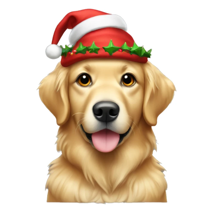 Golden retriever in Christmas outfit sticker