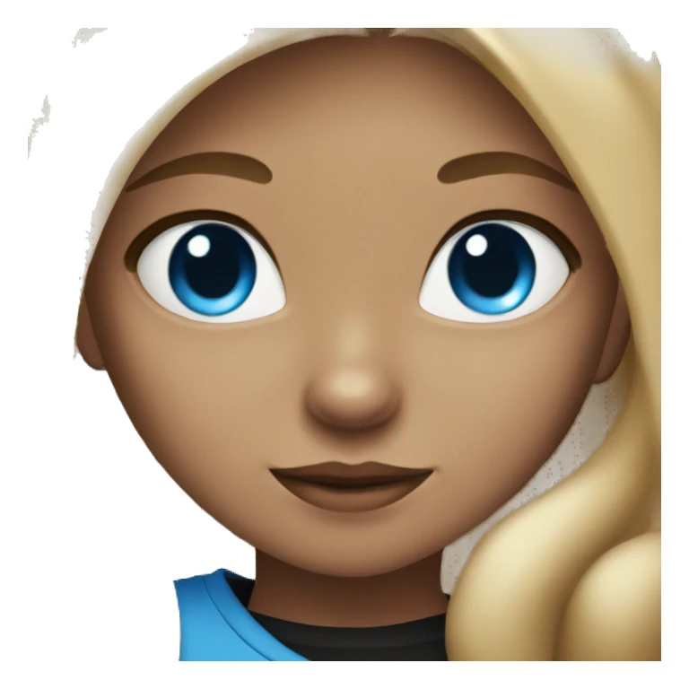 Blond girl with blue eyes with a black and dark tabby cat sticker