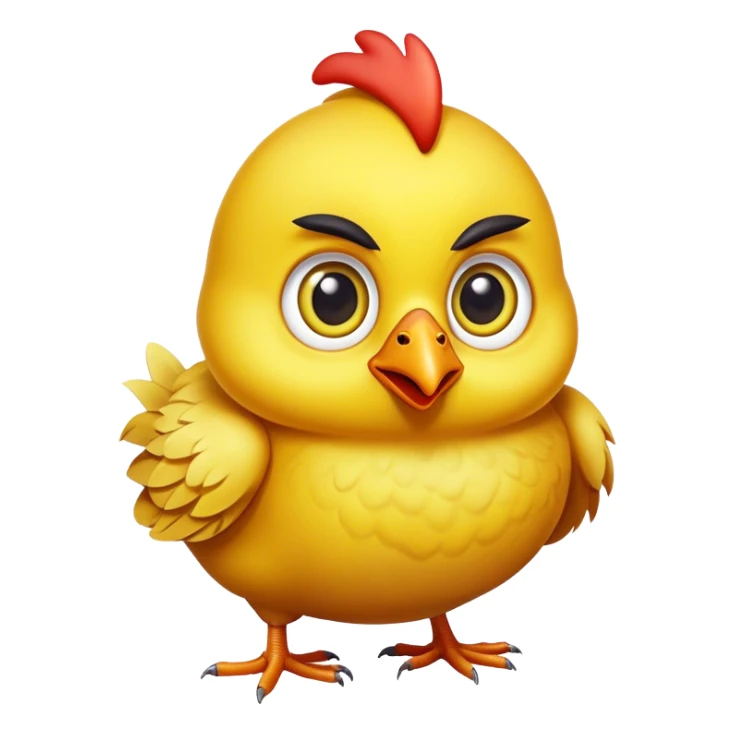 Yellow chicken with big strange eyes sticker