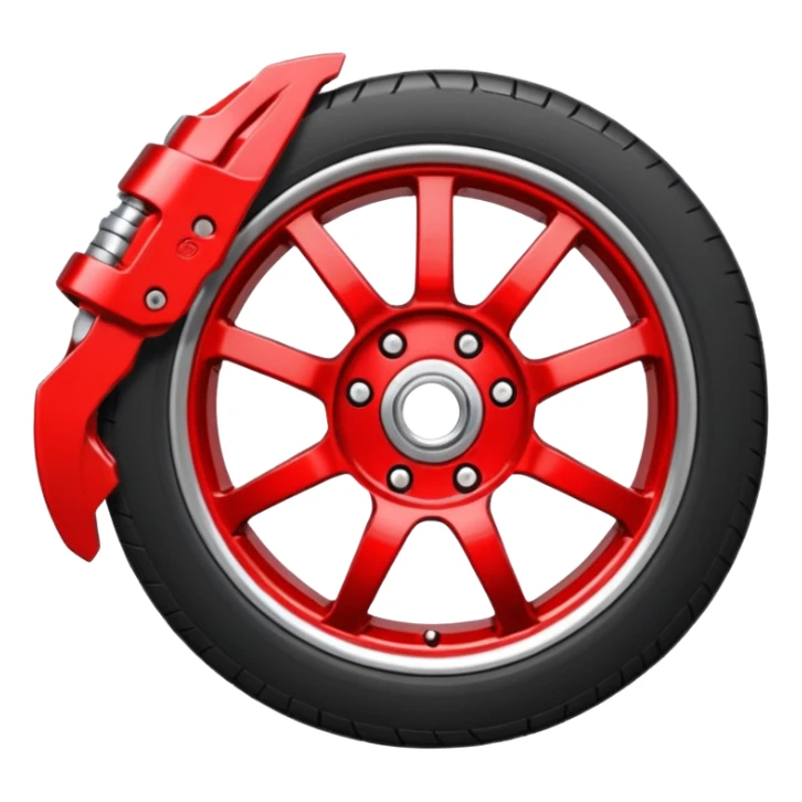 Car wheel emoji with red brake caliper sticker