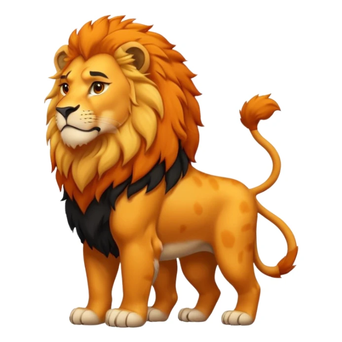 FULL BODY panthera leo male style wild, full flat  cute side profile design in 3d soft l centered composition cartoon style128x128 pixels sticker