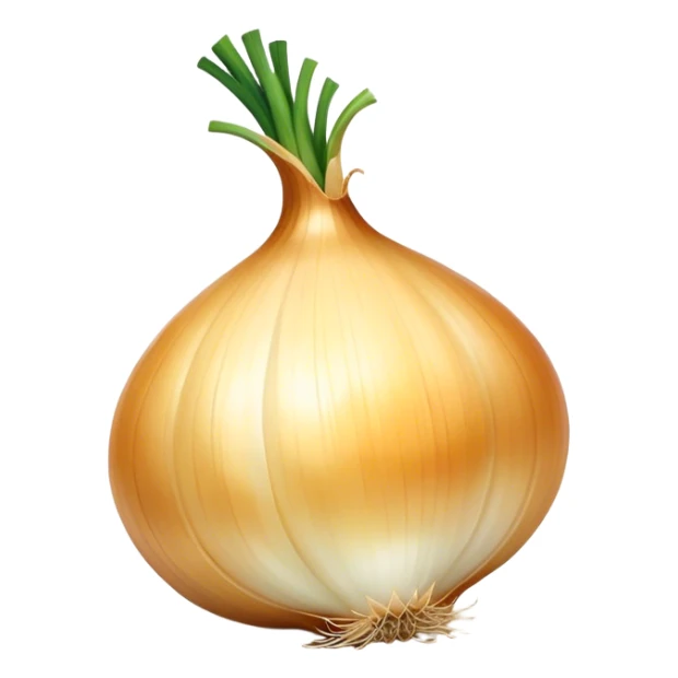Cinematic crisp white onion, slightly peeled to reveal smooth layers, warm golden tones, rustic and fresh, soft glowing highlights. sticker