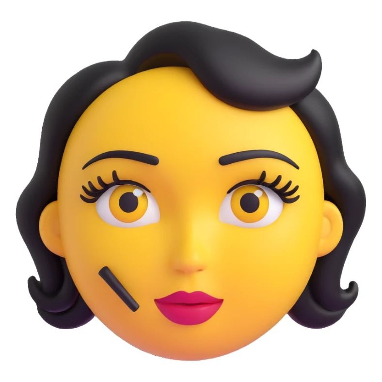 sassy yellow emoji face with long curled eyelashes, thick glossy lips, smirking expression, dramatic eyeshadow, side-eye look, bratty attitude, 3D emoji style sticker