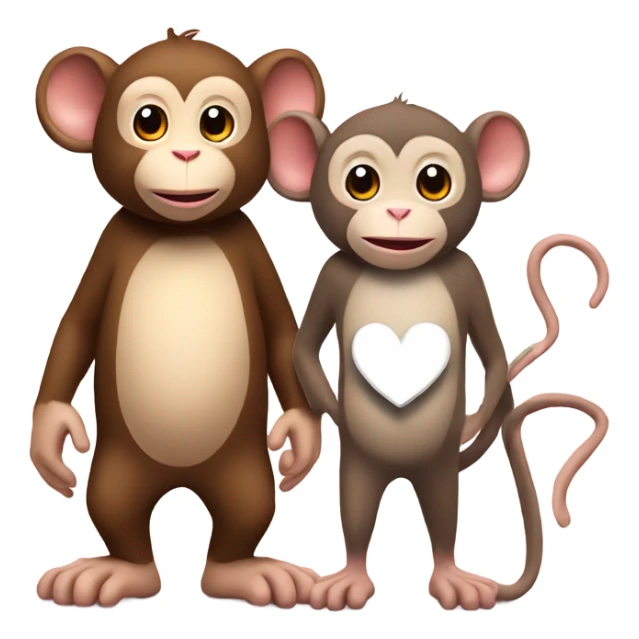 Mouse and monkey standing beside with a white heart above them sticker