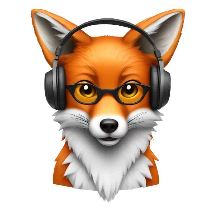 fox in headphones, enjoying music sticker