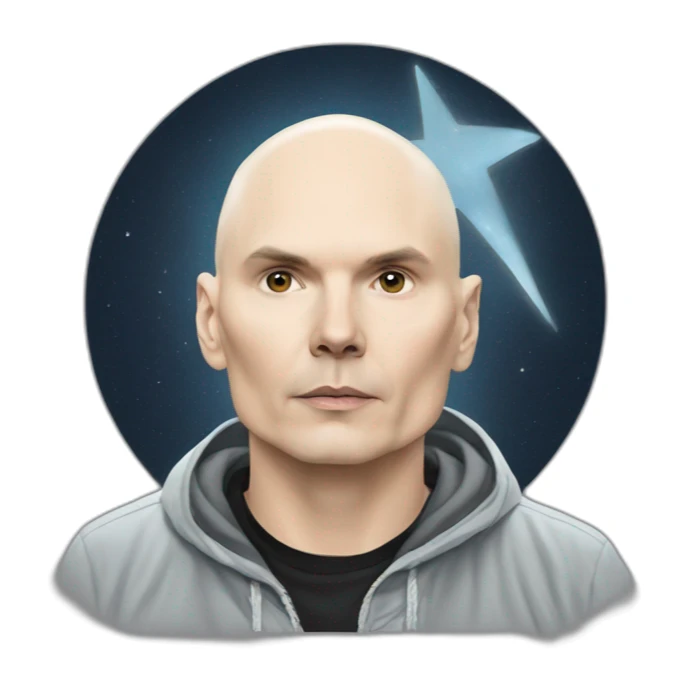 Billy corgan with a silver star on his t-shirt sticker