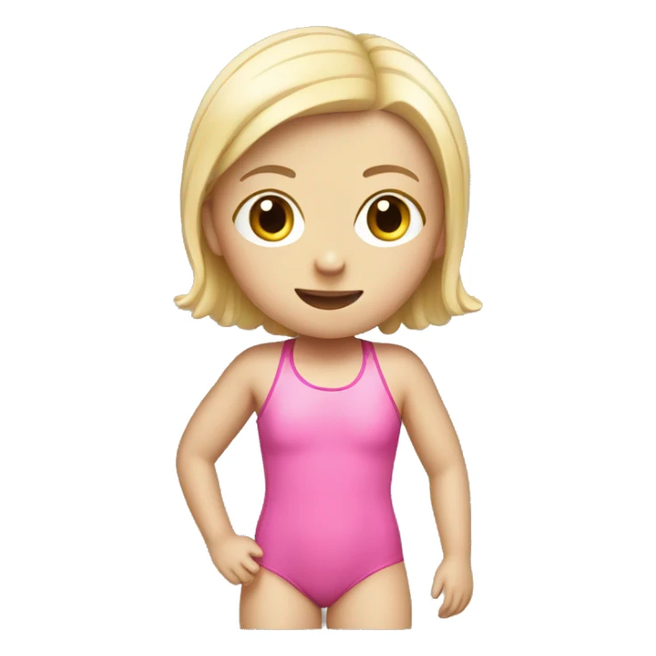 swimming little white girl with pink swimming suit sticker
