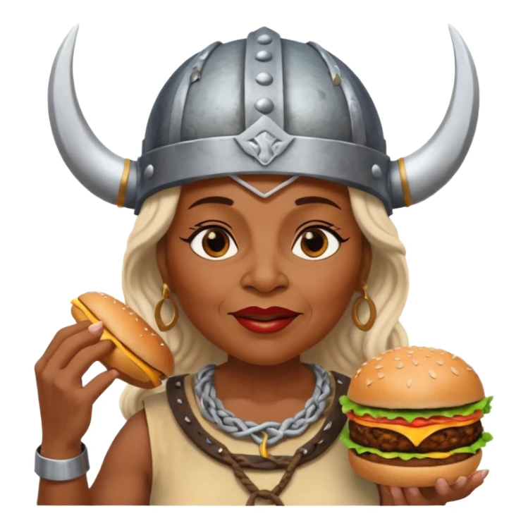 old black woman viking eating burger sticker