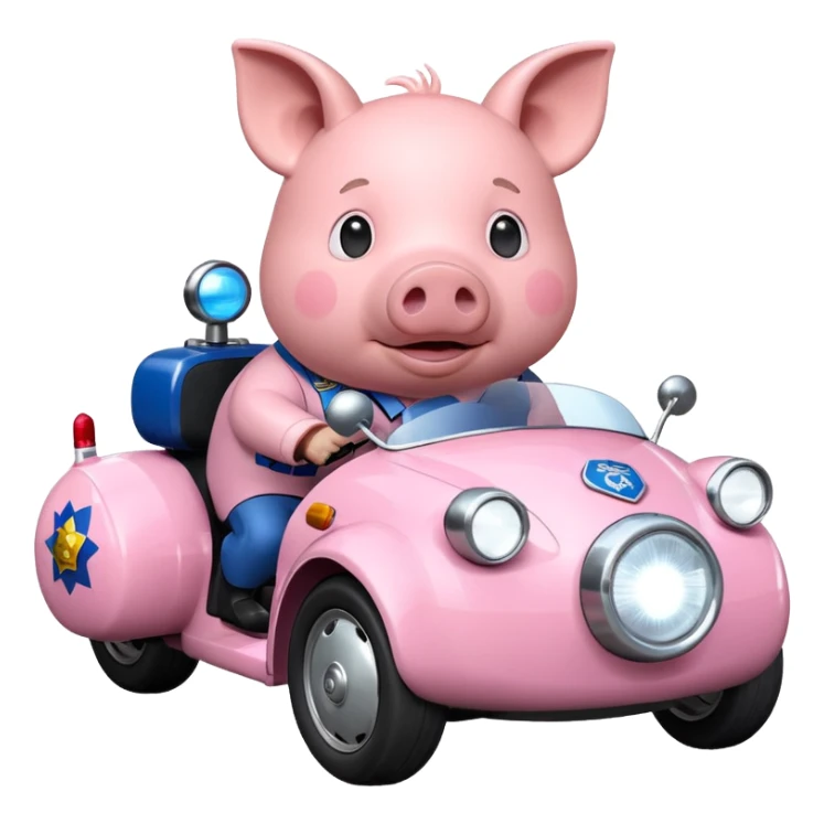 Three wheeler car - looks like a pig with a police light sticker