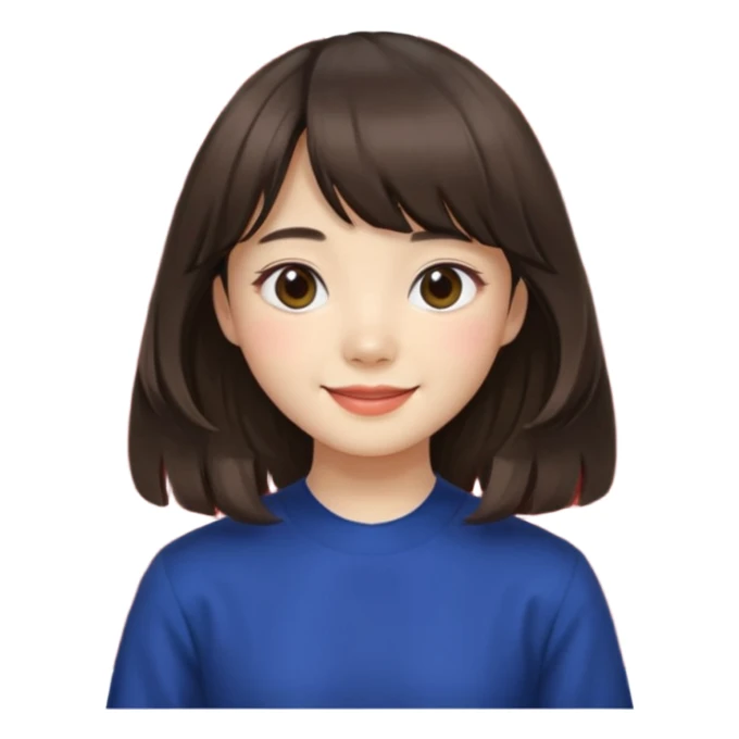 Korean girl with medium hair and curtain bangs sticker