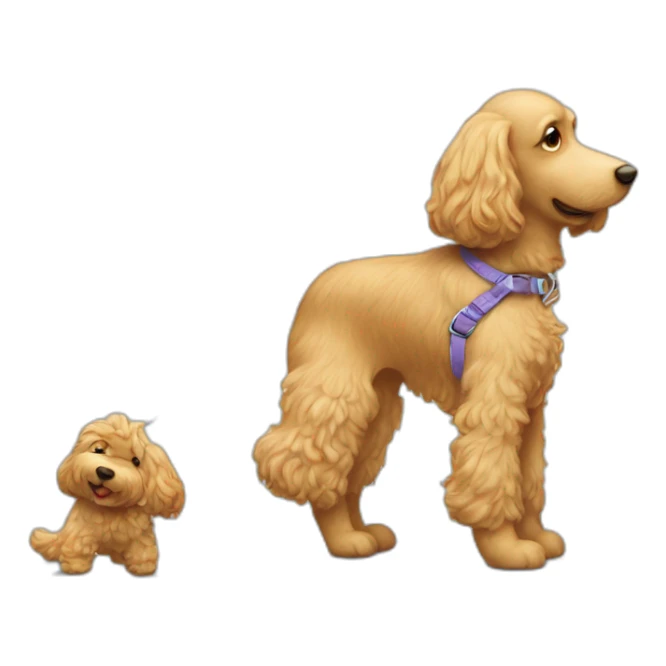 side profile of doodle on a leash going for a walk sticker