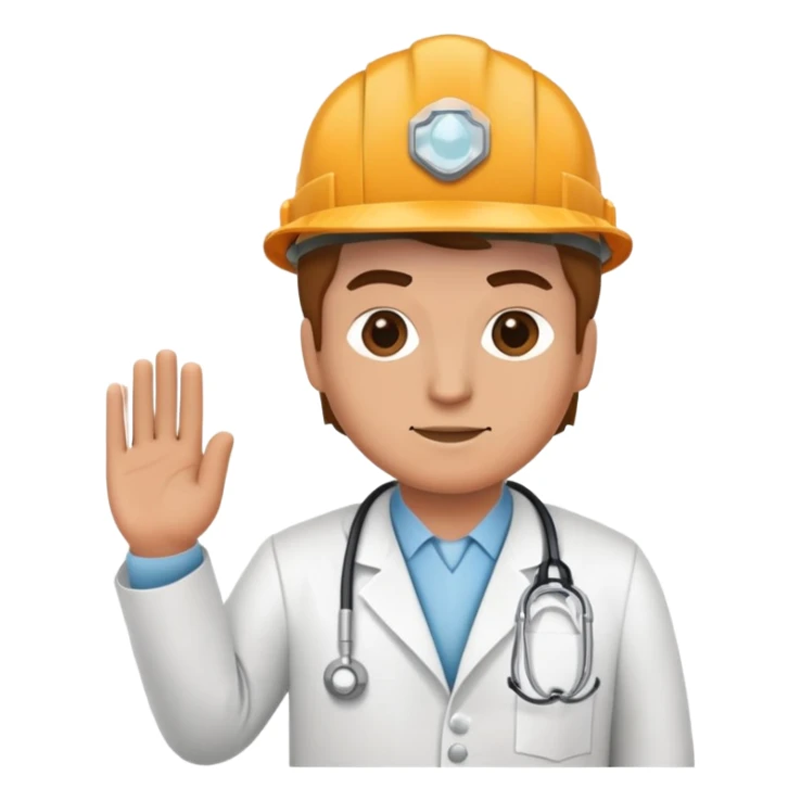 Brick mason wearing a hard hat but in a doctors gown emoji sticker