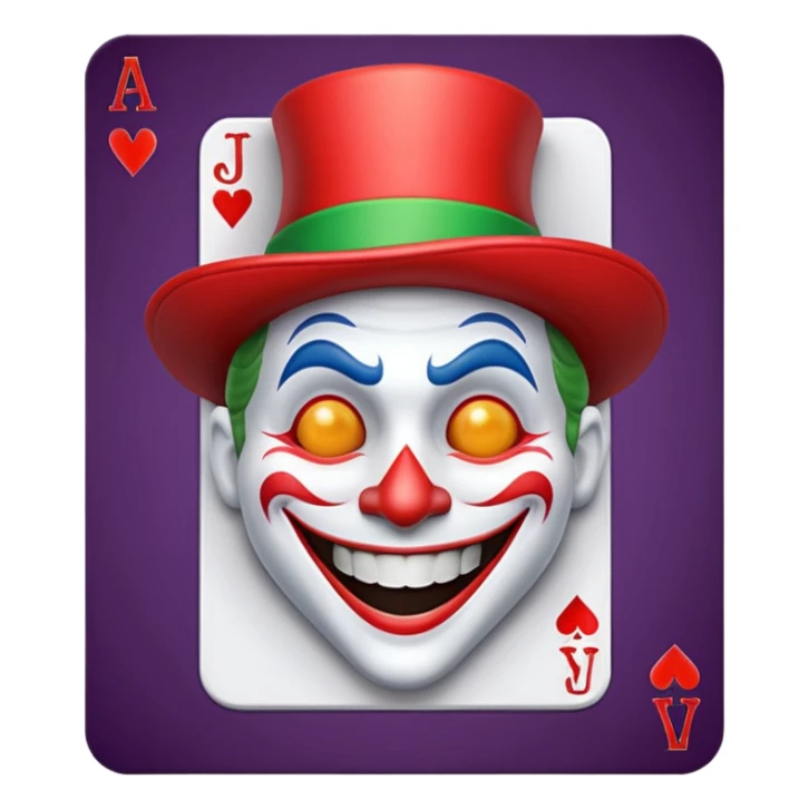 poker card with a crazy jolly joker sticker