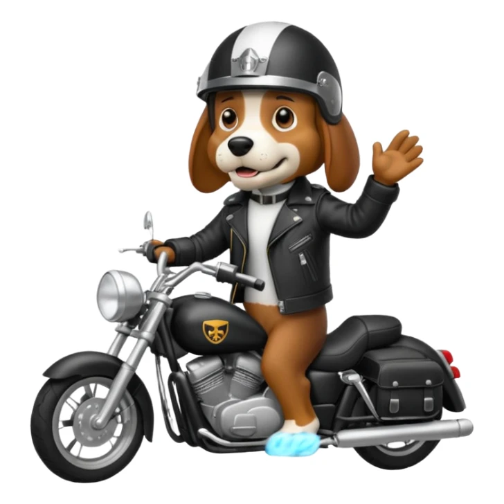 mad bassett hound on a motorcycle sticker