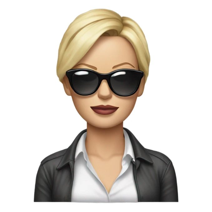 ultra realistic charlize theron wearing shirt and glasses  sticker