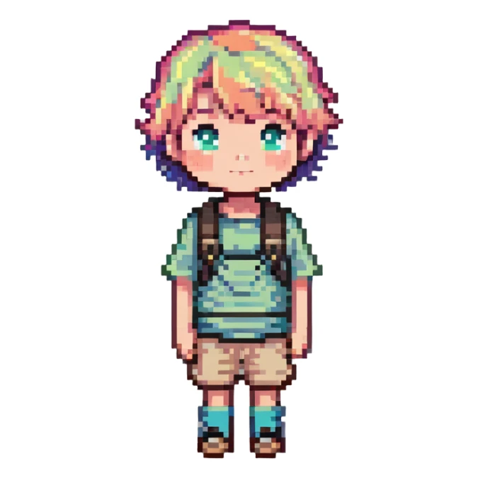 kid with short colorful hair and neutral clothing sticker