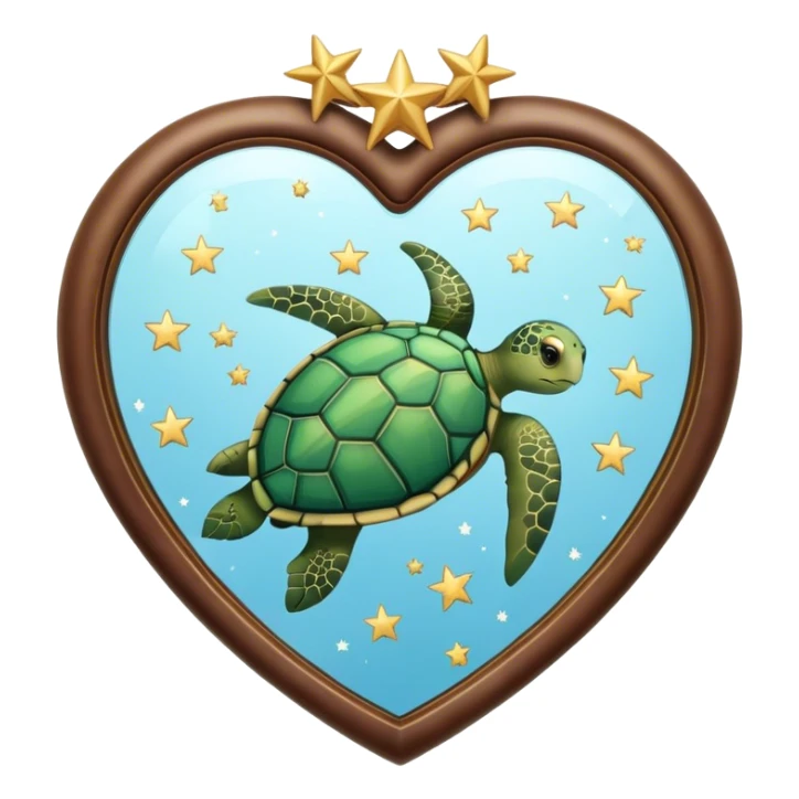 Heart shaped Mirror with turtle and stars sticker