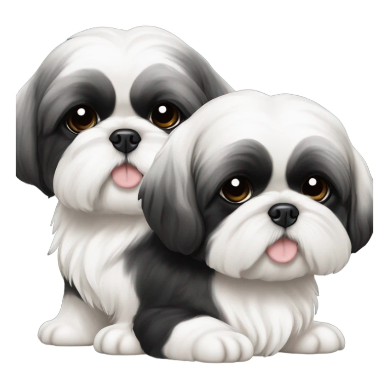 Shitz Tzu Beautiful big faces two black with white Puppies sticker