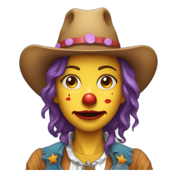 a crying cowgirl clown just the face sticker