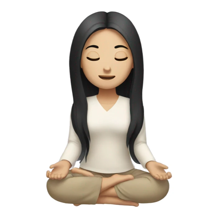 asian girl with long black hair meditating sticker