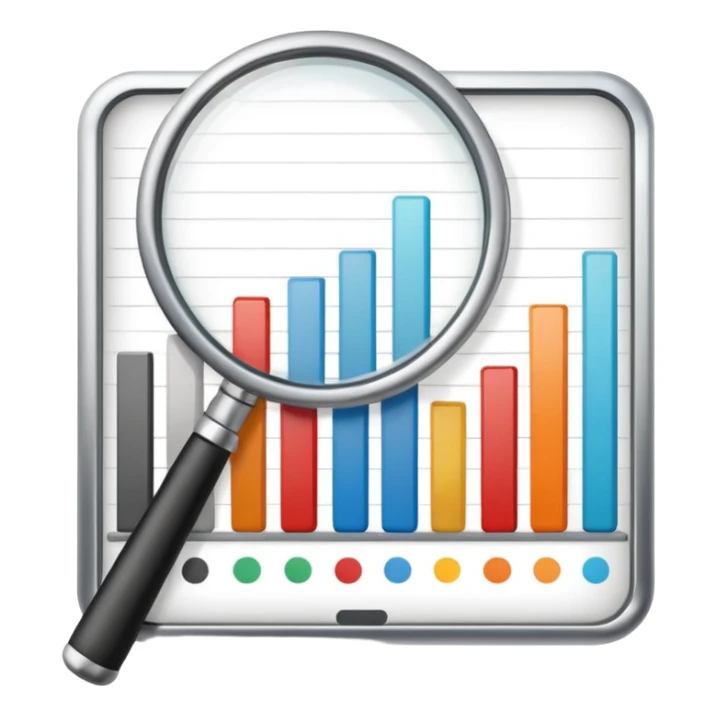 magnifying glass over a bar chart sticker