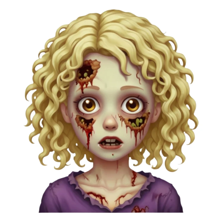 girl zombie with curly blonde hair  sticker