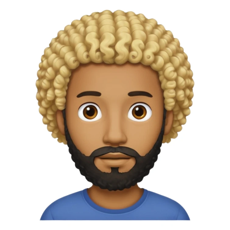 Black man with curly blonde hair and a black beard sticker