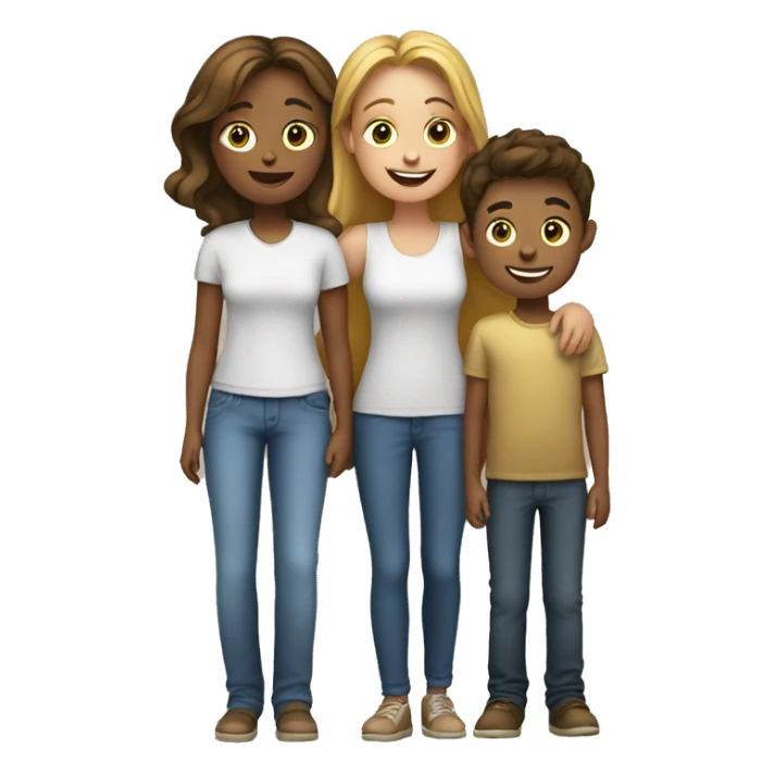 Mom, daughter and son with golden dg sticker