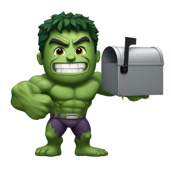 Super hero hulk smiling and holding a mailbox sticker